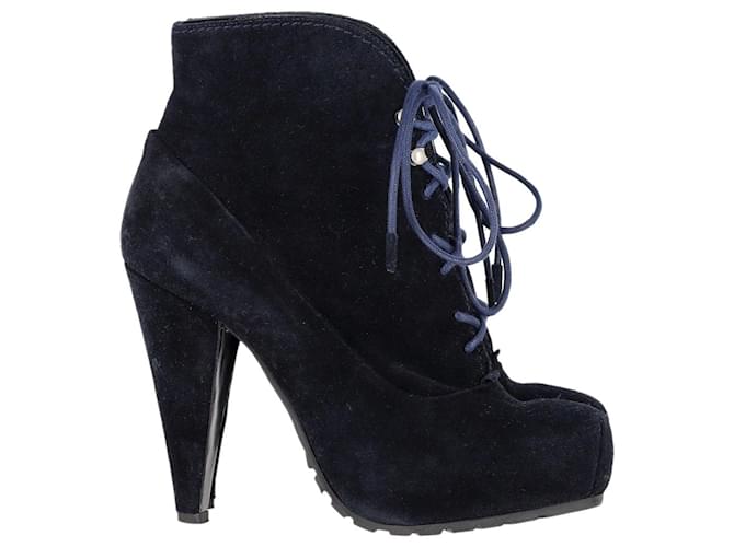 Proenza Schouler Lace-Up Boots in Navy Blue Suede  ref.1347725