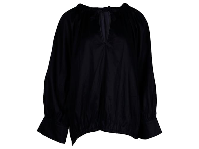 Totême Toteme Armo Drawstring Long Sleeve Top in Black Lyocell Cellulose fibre  ref.1347765