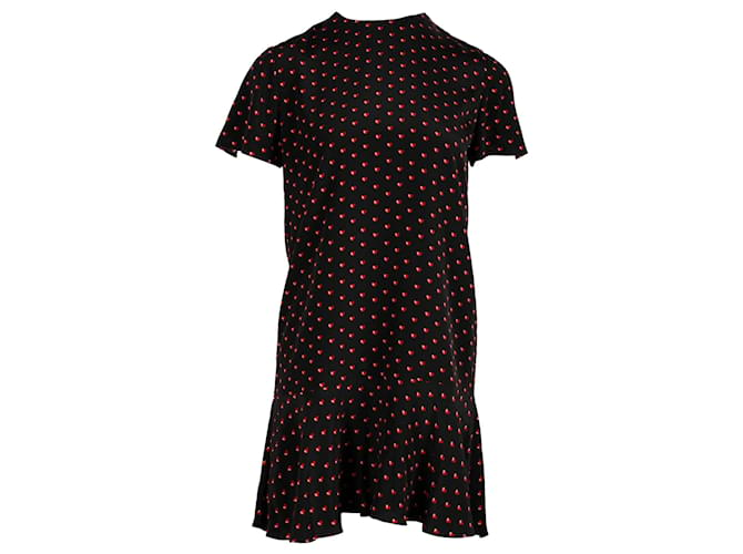 Saint Laurent Mini-robe à imprimé cœur en coton noir Rouge  ref.1347768
