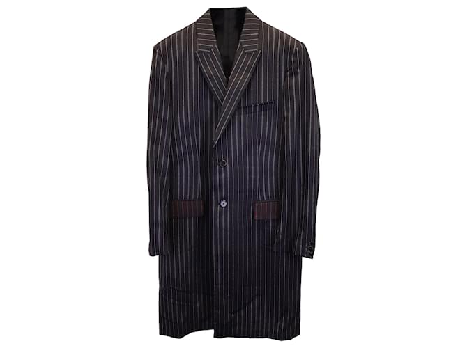 Givenchy Long Pinstripe Coat in Black Wool  ref.1347881