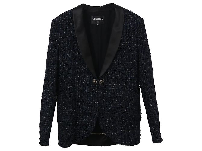 Chanel Single-Breasted Blazer in Deep Blue Wool