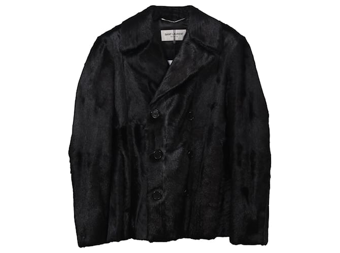 Saint Laurent Double-Breasted Jacket in Black Goat Hide Fur  ref.1347898