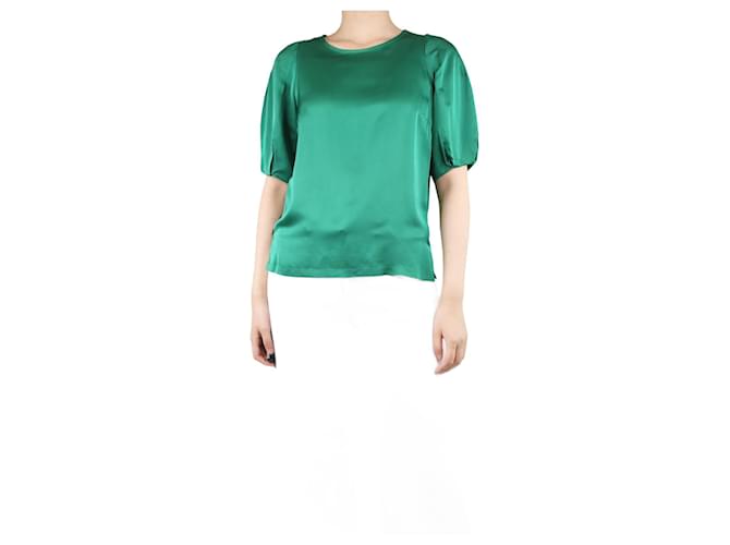 Dries Van Noten Top de cetim de manga curta verde - tamanho UK 8 Acetato  ref.1347905