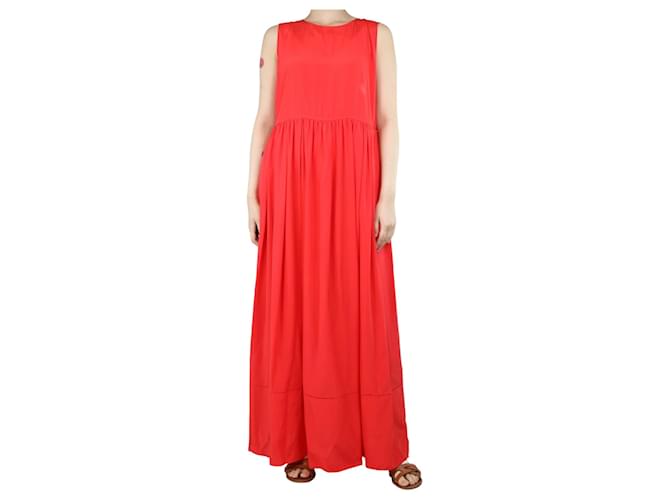 Jil Sander Robe longue en soie rouge sans manches - taille UK 10  ref.1347907