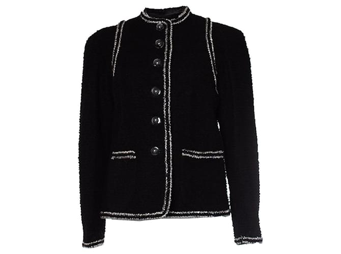 Chanel Timeless CC Buttons Black Tweed Jacket  ref.1347939