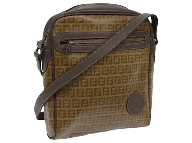 FENDI Zucchino Canvas Shoulder Bag Brown Auth ep3988 Cloth  ref.1348005