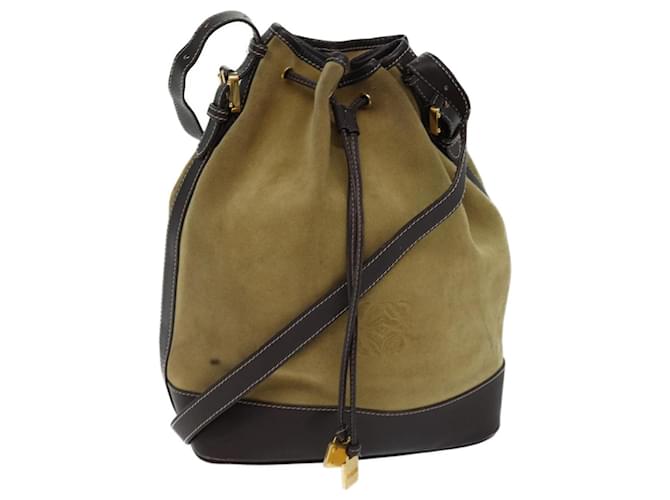 LOEWE Anagram Shoulder Bag Suede Yellow Auth fm3351  ref.1348011