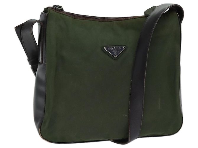 PRADA Shoulder Bag Nylon Khaki Auth 72009