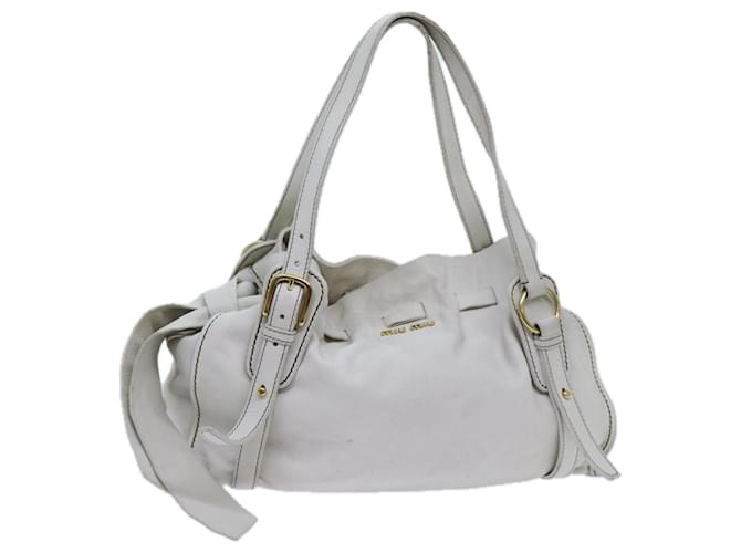 Miu Miu Tote Bag Leather White Auth hk1212  ref.1348038