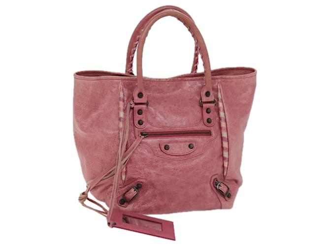 BALENCIAGA The Sunday Hand Bag Leather Pink Auth 71337  ref.1348052