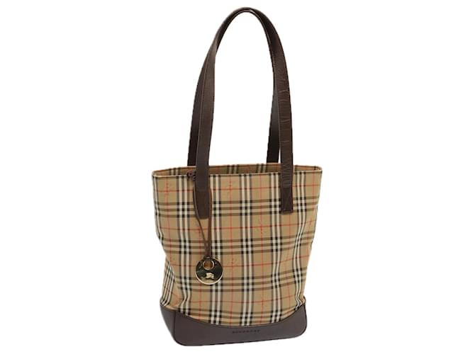 BURBERRY Nova Check Tote Bag Canvas Bege Preto Auth ep4012 Lona  ref.1348080