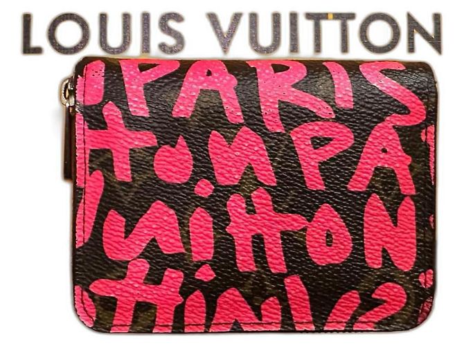 Original Louis Vuitton Zippy Wallet Graffiti Pink