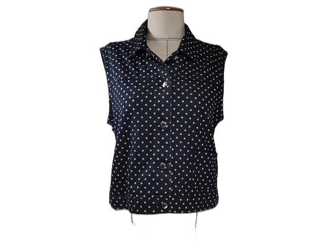Escada Sport Colete de bolinhas azul bege