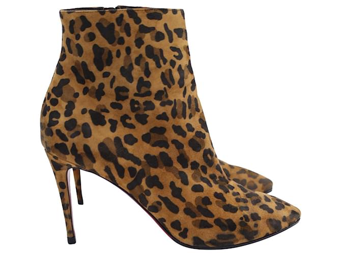 Christian Louboutin Eloise 85 Stiefeletten aus Wildleder mit Animalprint Python drucken Schweden  ref.1348139