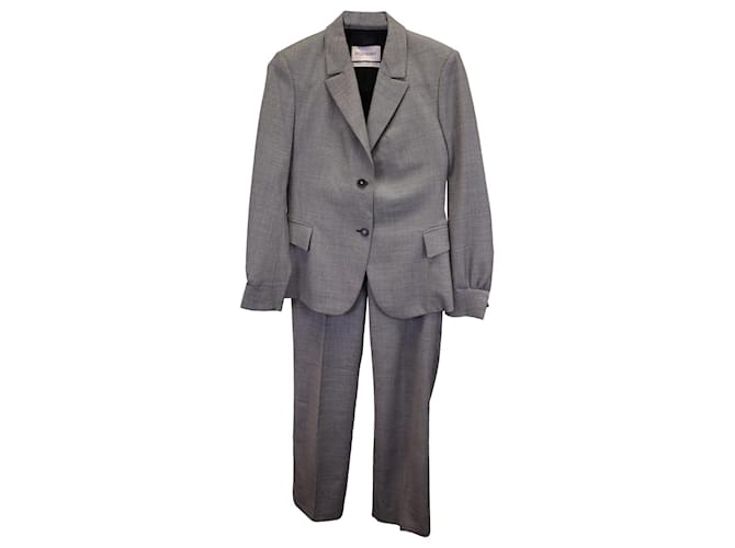 Yves Saint Laurent Checked Suit in Grey Wool  ref.1348147