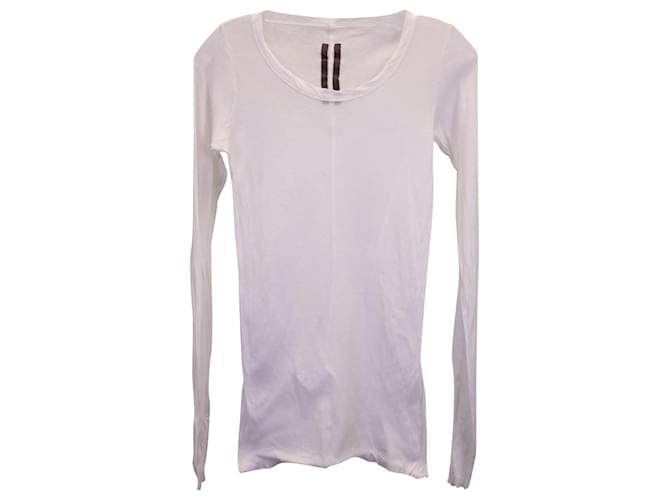 Rick Owens Sheer Long Sleeve T-shirt in White Cotton  ref.1348148