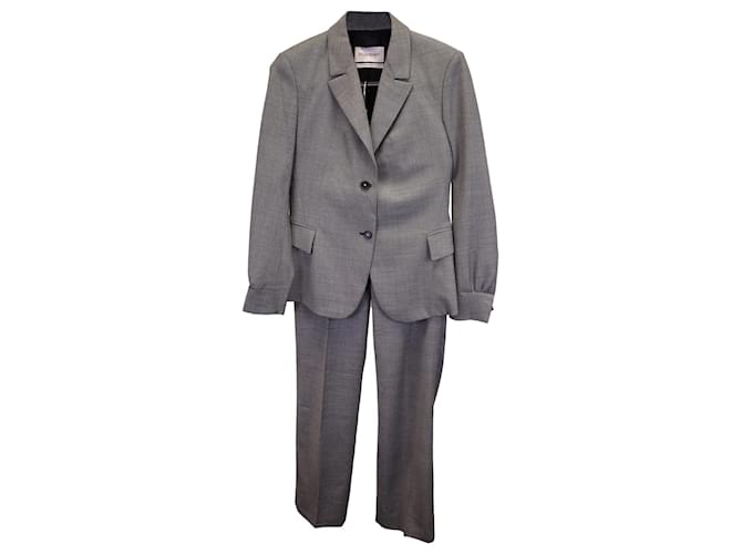 Yves Saint Laurent – Karierter Anzug aus grauer Wolle  ref.1348150