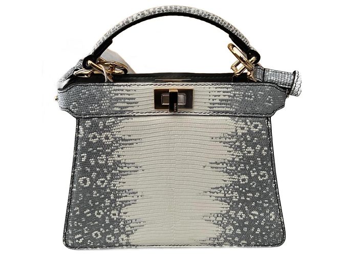 Fendi Peekaboo ISeeU Handtasche aus Eidechsenleder Weiß