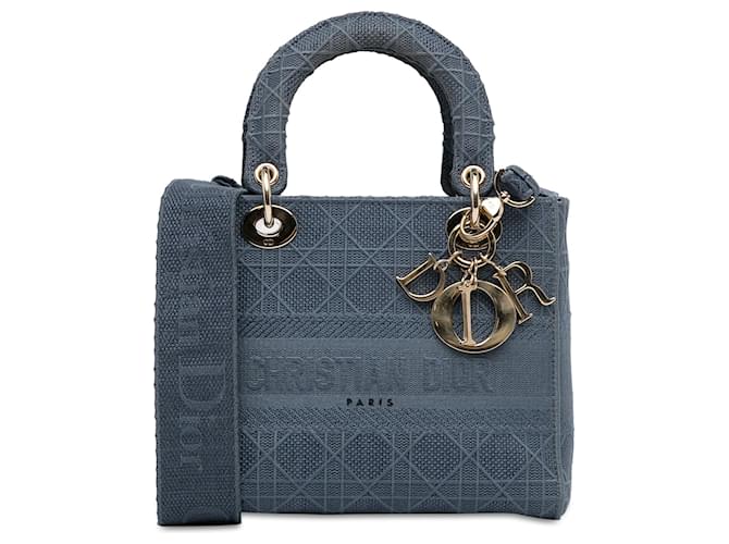 Dior Azul Medio Cannage Lady D-Lite Lienzo Paño  ref.1348259