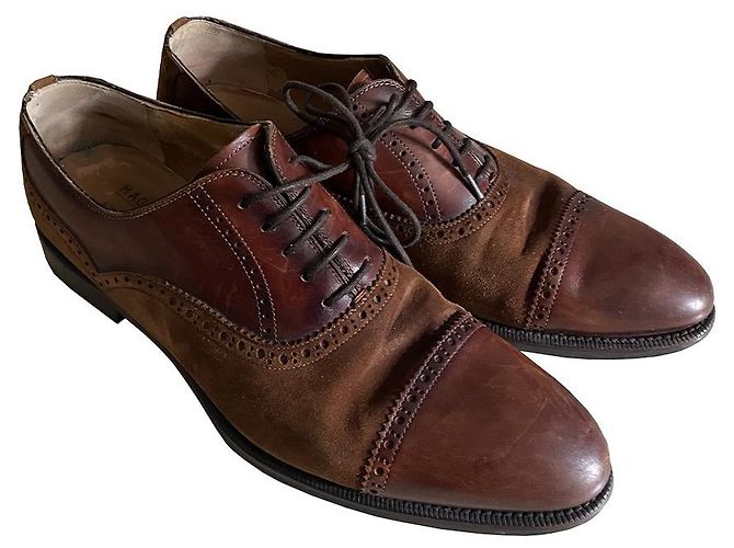 Autre Marque Magnanni Scarpe Stringate in Pelle e Scamosciato Marrone 41