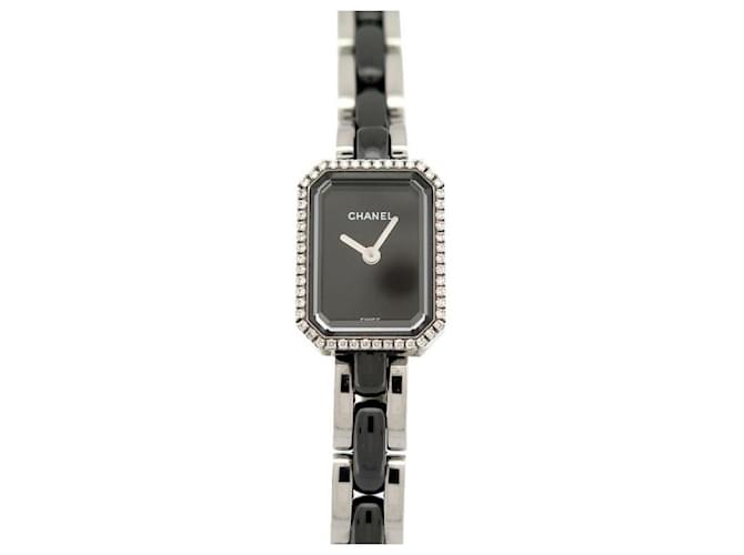 Timeless CHANEL PREMIERE CERAMIC H WATCH2163 19mm 52 diamants 0.26CT LADY WATCH Silvery  ref.1348289