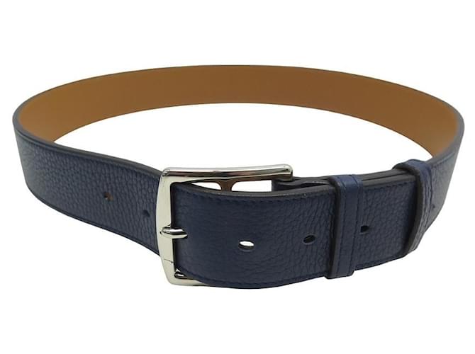 Cintura di Etrivière Hermès 38 IN PELLE FIORE BLU NAVY T 90 Cintura di pelle  ref.1348292