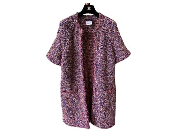 Chanel Nouveau Manteau Cardi en tweed fantaisie à boutons CC Multicolore  ref.1348417