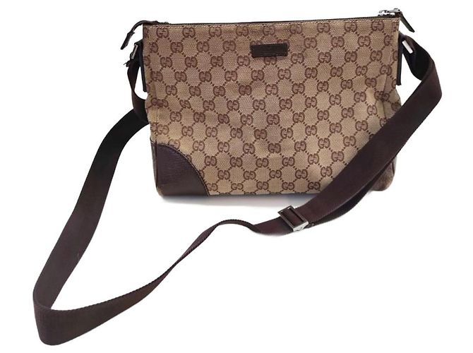 Gucci Sherry Line Handbag Brown Leather and Canvas