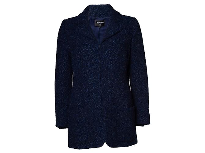 Chanel Jaqueta CC Buttons Azul Tweed  ref.1348452
