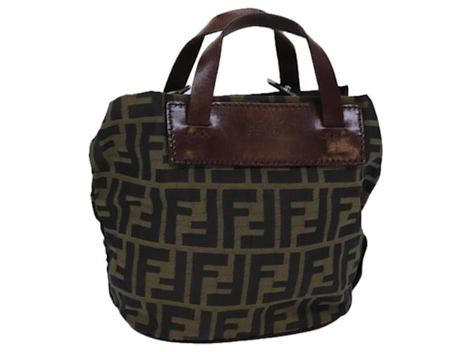 FENDI Zucca Canvas Hand Bag Brown Auth bs13605 Cloth  ref.1348537