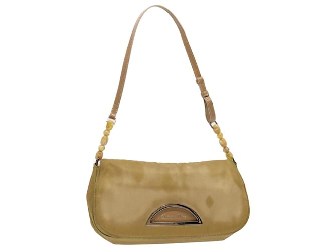 Christian Dior Maris Pearl Schultertasche Nylon Beige Auth 70945  ref.1348552