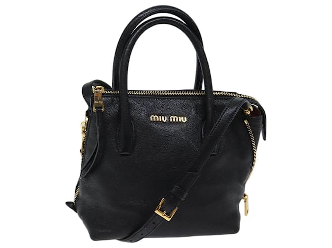 Miu Miu Bolso de Mano Cuero 2manera Black Auth yk11849 Negro  ref.1348557