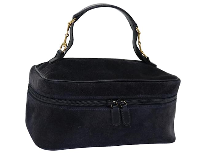 GUCCI Vanity Cosmetic Pouch Suede Navy 032 1705 0140 Auth ep3985 Navy blue  ref.1348564