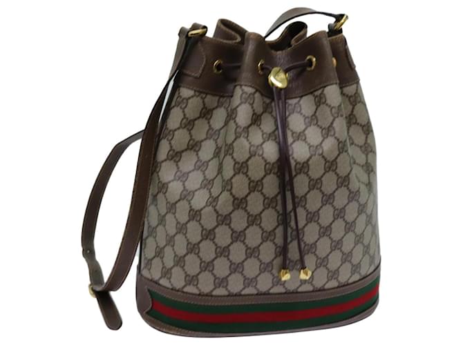 GUCCI Bolso de hombro GG Canvas Web Sherry Line PVC Beige Verde Rojo Auth 71174 Roja  ref.1348568