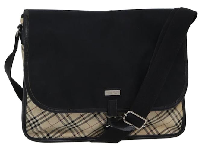 BURBERRY Nova Check Black label Shoulder Bag Canvas Beige Auth ac2922 Cloth  ref.1348595