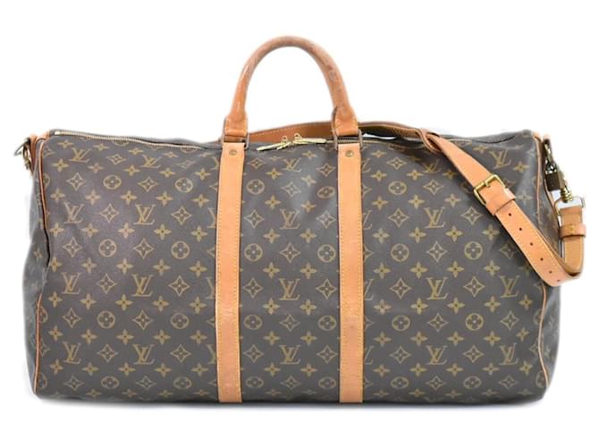 Louis Vuitton Keepall Bandouliere 55 Brown Cloth  ref.1348656
