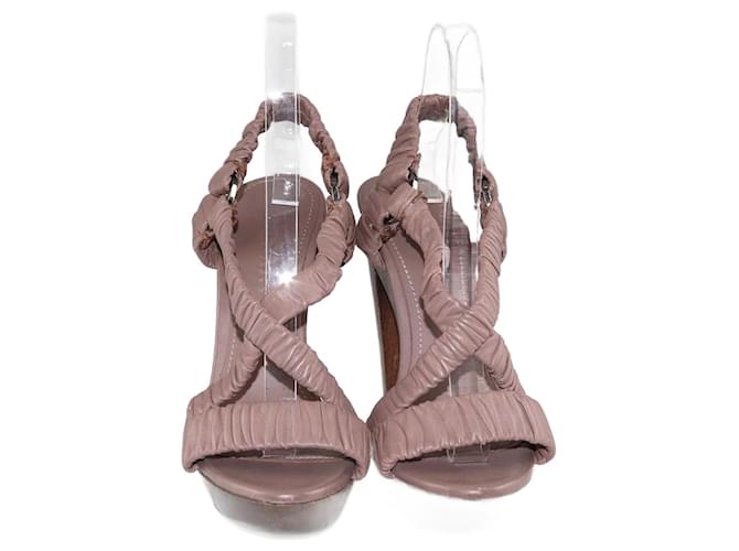 Burberry Mauve Pleated Platform Sandals Leather  ref.1348697