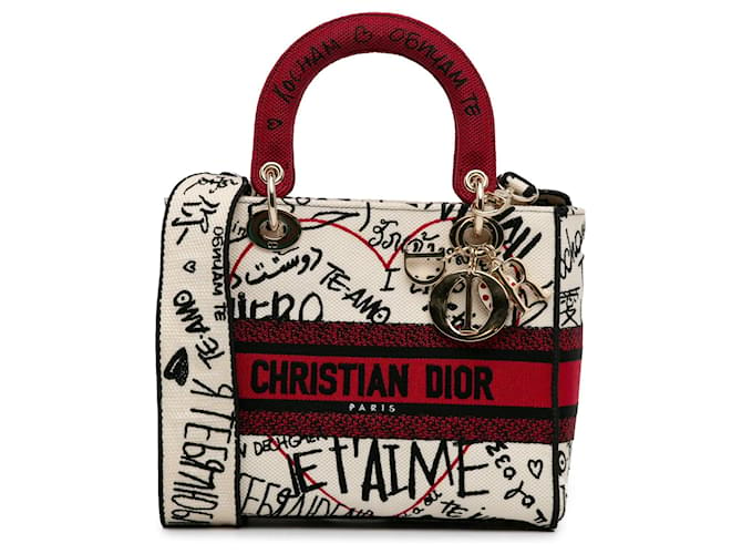 Dior Medium DiorAmour Graffiti Lady D-Lite Red Cloth  ref.1348729