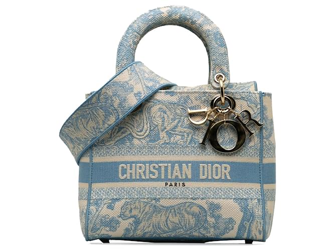Dior Medium Toile de Jouy Lady D-Lite Blue Cloth  ref.1348731