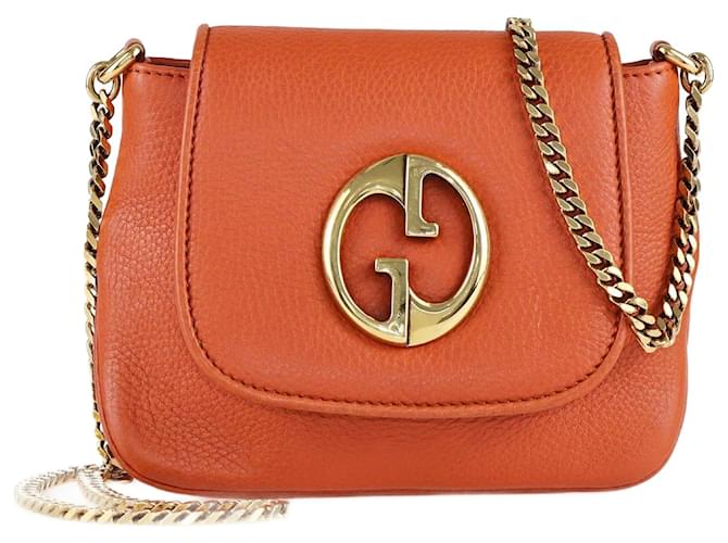 Gucci Brown Small 1973 Chain Shoulder Bag Leather  ref.1348790