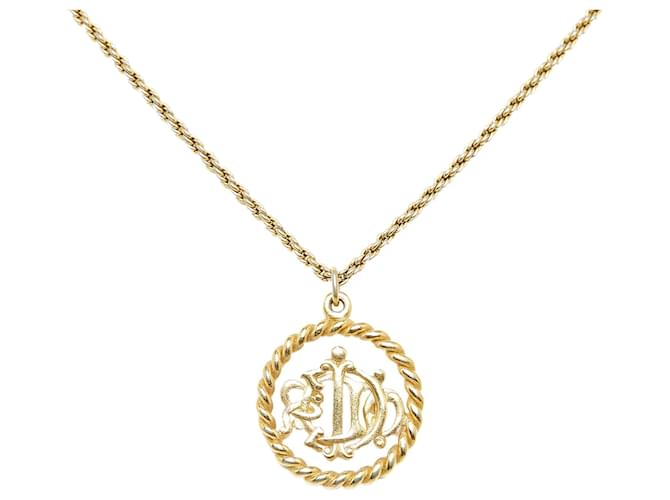 Dior Logo Pendant Necklace Gold Golden Metal  ref.1348834