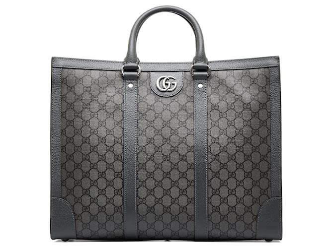 Gucci Large GG Supreme Ophidia Satchel Gray Leather  ref.1348886