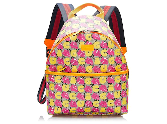 Gucci GG Supreme Kids Strawberry Backpack Pink Cloth  ref.1348899