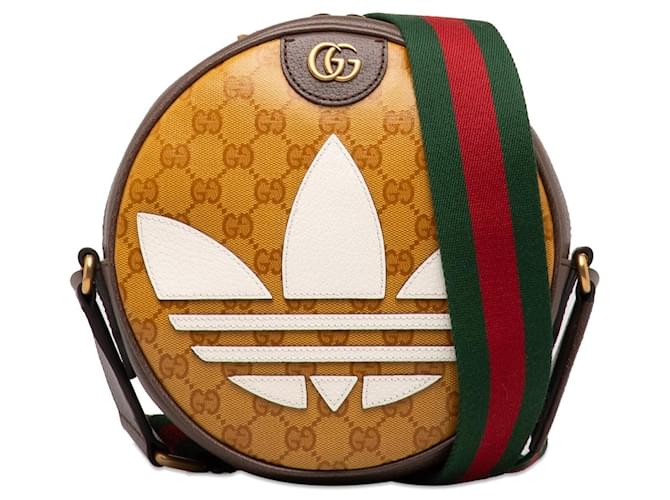 Gucci x Adidas Small Ophidia Round Crossbody Brown Leather  ref.1348910