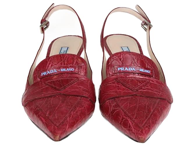 Prada Red Slingback Pumps Leather  ref.1348918