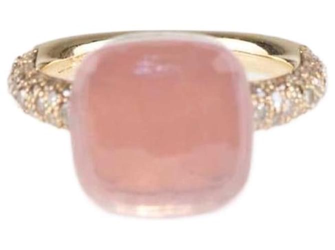 Pomellato Nudo Mxi Rose Quartz 18K Ros Gold Diamond Ring Size 54 Golden Metal  ref.1349075