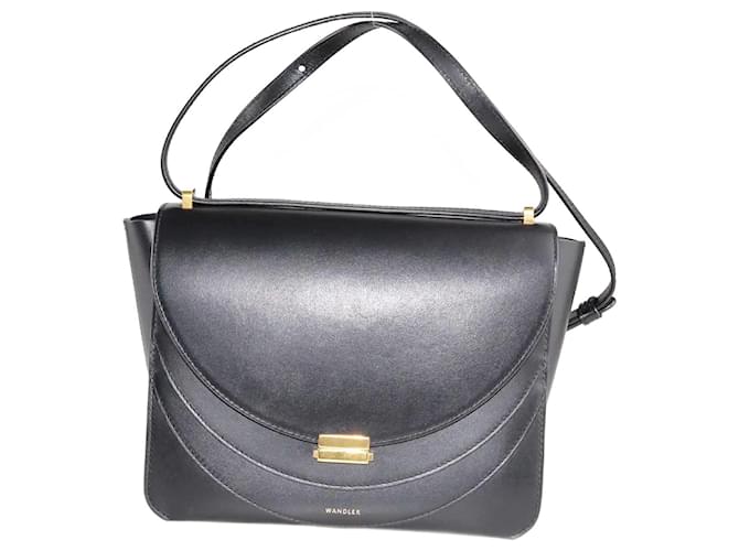 Wandler Black Leather Luna Shoulder Bag  ref.1349082