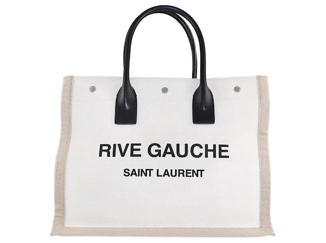 Saint Laurent Greige /Naturfarbene Rive Gauche Shopper-Tasche Leder  ref.1349090
