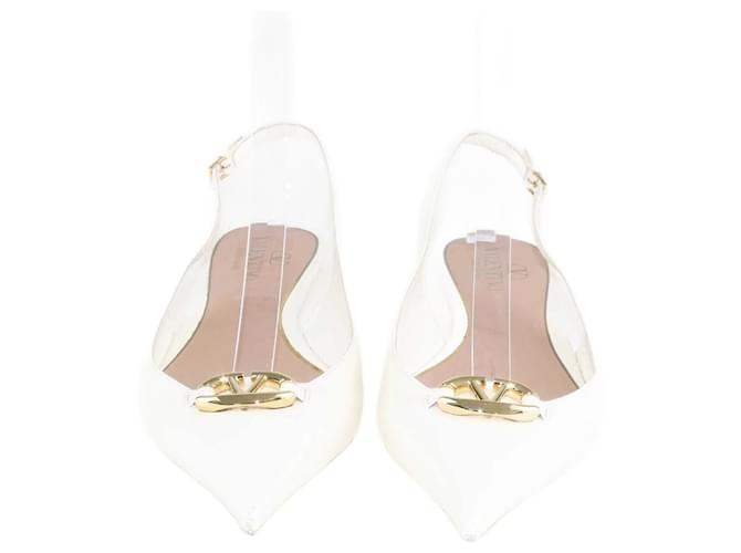 Valentino Off White Leather VLogo Slingback Ballerinas  ref.1349096