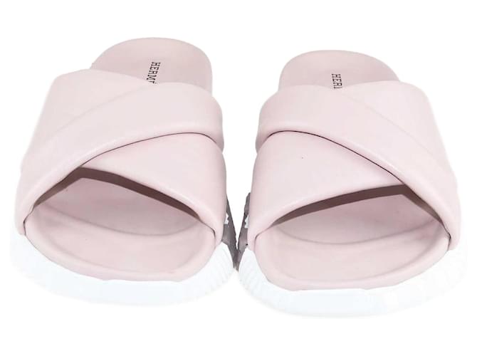 Hermès Hermes Rose Porcelaine Leather Infra Sandals  ref.1349101